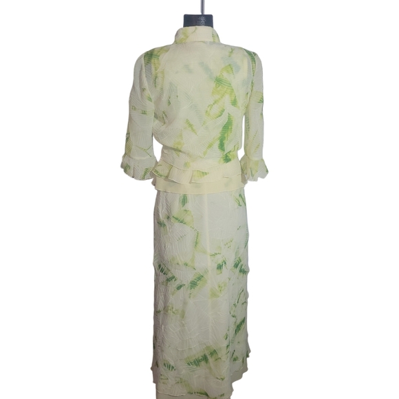 Vintage Ribkoff Trends Yellow And Green Leaf Print Skirt Set - Picture 5 of 13